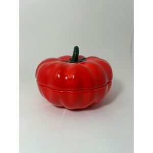 Stokes Red Tomato Ceramic Lidded Bowl Dishwasher Microwave Safe Novelty Decor